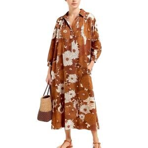 Dodo Bar Or Vyan Kaftan Maxi Dress in Loren Camel Retro Floral Size L